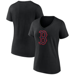Boston Red Sox Women's Rough Diamond V-Neck T-Shirt - Black - MLB Discount