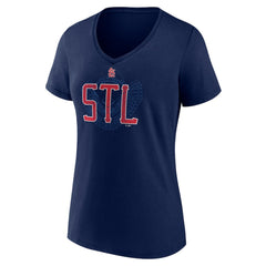 St. Louis Cardinals Women's Paint the Black V-Neck T-Shirt - Navy - MLB on Sale