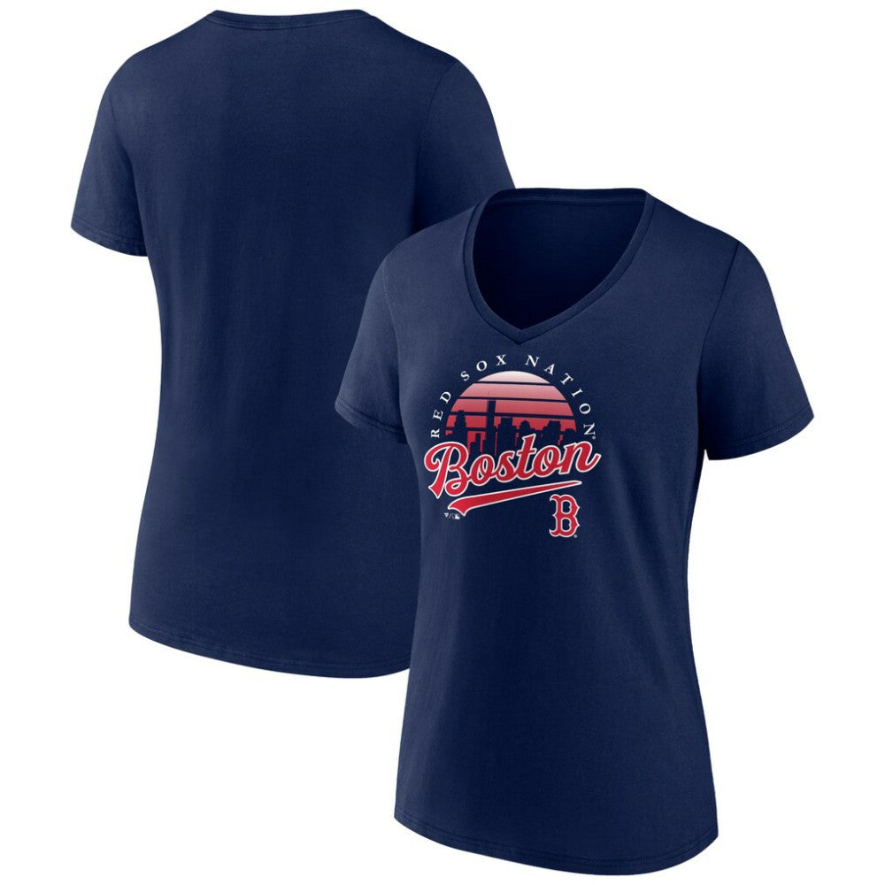 Boston Red Sox Women's One Champion V-Neck T-Shirt - Navy - MLB Sale