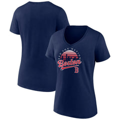Boston Red Sox Women's One Champion V-Neck T-Shirt - Navy - MLB Sale