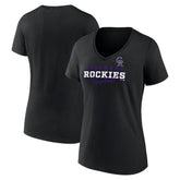 Colorado Rockies Women's Back In Business V-Neck T-Shirt - Black - MLB Discount