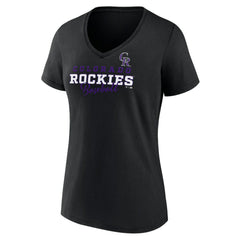Colorado Rockies Women's Back In Business V-Neck T-Shirt - Black - MLB Discount