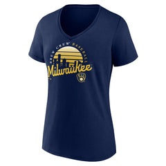 Milwaukee Brewers Women's One Champion V-Neck T-Shirt - Navy - MLB Online