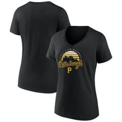 Pittsburgh Pirates Women's One Champion V-Neck T-Shirt - Black - MLB Discount