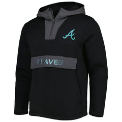 Atlanta Braves Levelwear Ruckus Quarter-Zip Hoodie - Black - MLB Lifestyle