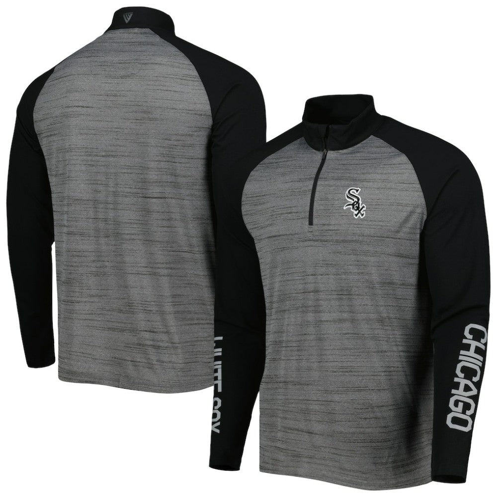 Chicago White Sox Levelwear Vandal Raglan Quarter-Zip Top - Heather Gray - MLB Lifestyle