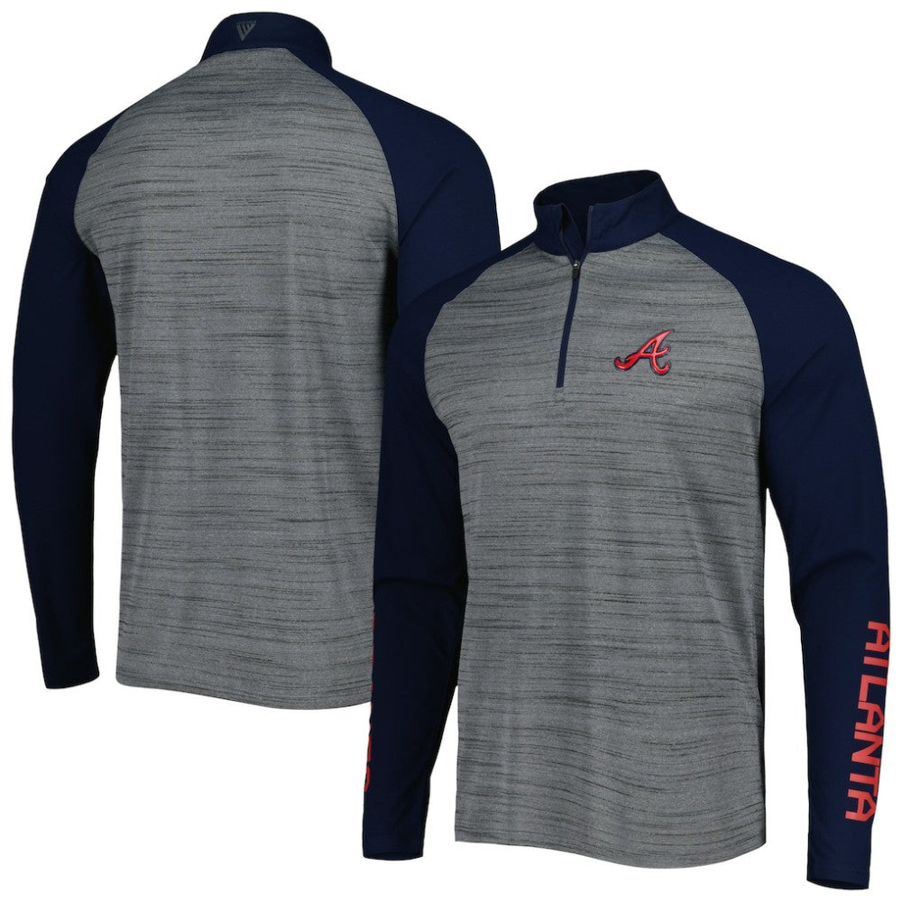 Atlanta Braves Levelwear Vandal Raglan Quarter-Zip Top - Heather Gray - MLB Sale
