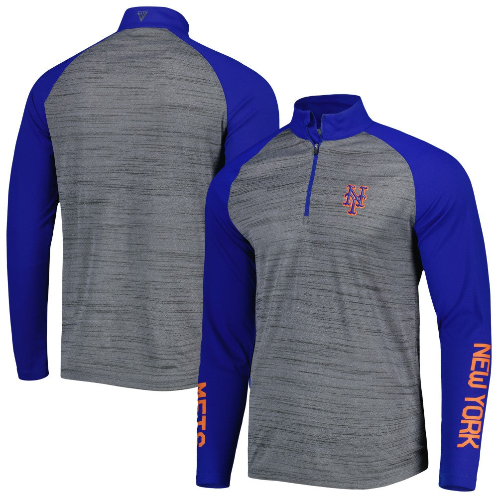 New York Mets Levelwear Vandal Raglan Quarter-Zip Top - Heather Gray - MLB Discount