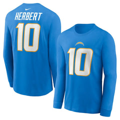 Nike Justin Herbert Los Angeles Chargers Player Name & Number Long Sleeve T-Shirt Powder Blue