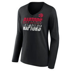 Toronto Raptors Women's Tumble V-Neck Long Sleeve T-Shirt Black
