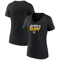 Boston Bruins Women's Active Edge V-Neck T-Shirt - Black - NHL 5060055