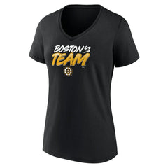 Boston Bruins Women's Active Edge V-Neck T-Shirt - Black - NHL 5060055