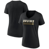 Boston Bruins Women's Primary Play V-Neck T-Shirt - Black - NHL 5060056