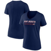 Columbus Blue Jackets Women's Primary Play V-Neck T-Shirt - Navy - NHL 5060074