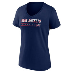 Columbus Blue Jackets Women's Primary Play V-Neck T-Shirt - Navy - NHL 5060074