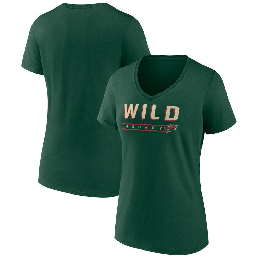 Minnesota Wild Women's Primary Play V-Neck T-Shirt - Green - NHL 5060088
