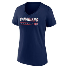 Montreal Canadiens Women's Primary Play V-Neck T-Shirt - Navy - NHL 5060091