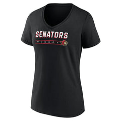 Ottawa Senators Women's Primary Play V-Neck T-Shirt - Black - NHL 5060106