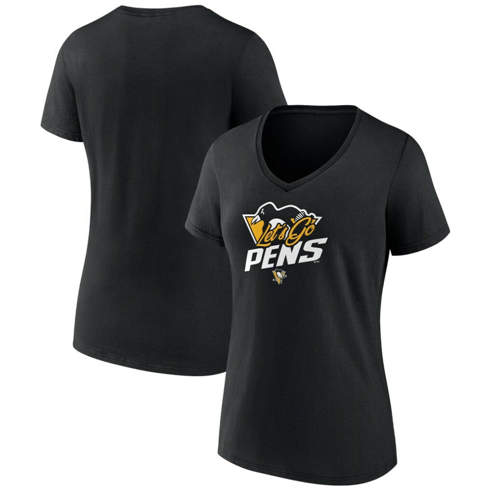 Pittsburgh Penguins Women's Active Edge V-Neck T-Shirt - Black - NHL 5060111