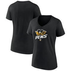 Pittsburgh Penguins Women's Active Edge V-Neck T-Shirt - Black - NHL 5060111