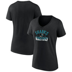 San Jose Sharks Women's Active Edge V-Neck T-Shirt - Black - NHL 5060114