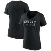 San Jose Sharks Women's Primary Play V-Neck T-Shirt - Black - NHL 5060115