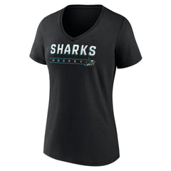 San Jose Sharks Women's Primary Play V-Neck T-Shirt - Black - NHL 5060115