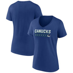 Vancouver Canucks Women's Primary Play V-Neck T-Shirt - Blue - NHL 5060127