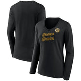Boston Bruins Women's Forge Long Sleeve V-Neck T-Shirt - Black - NHL 5060137