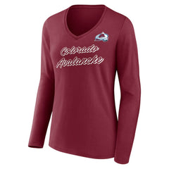 Colorado Avalanche Women's Forge Long Sleeve V-Neck T-Shirt - Burgundy - NHL 5060142
