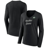 Dallas Stars Women's Forge Long Sleeve V-Neck T-Shirt - Black - NHL 5060144
