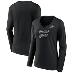Dallas Stars Women's Forge Long Sleeve V-Neck T-Shirt - Black - NHL 5060144