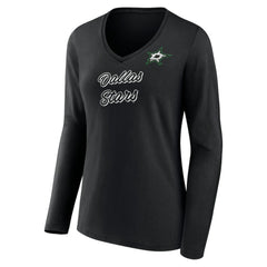 Dallas Stars Women's Forge Long Sleeve V-Neck T-Shirt - Black - NHL 5060144