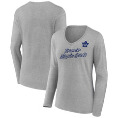 Toronto Maple Leafs Women's Forge Long Sleeve V-Neck T-Shirt - Heathered Gray - NHL 5060160