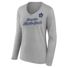 Toronto Maple Leafs Women's Forge Long Sleeve V-Neck T-Shirt - Heathered Gray - NHL 5060160