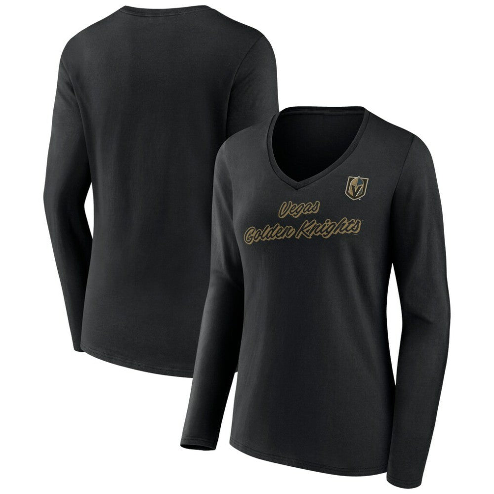 Vegas Golden Knights Women's Forge Long Sleeve V-Neck T-Shirt - Black - NHL 5060162
