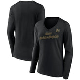 Vegas Golden Knights Women's Forge Long Sleeve V-Neck T-Shirt - Black - NHL 5060162