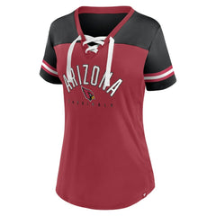 Fanatics Arizona Cardinals Women's Blitz & Glam Lace-Up V-Neck Jersey T-Shirt Cardinal/Black