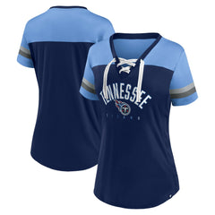 Fanatics Tennessee Titans Women's Blitz & Glam Lace-Up V-Neck Jersey T-Shirt Navy/Light Blue