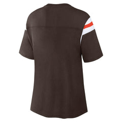 Fanatics Cleveland Browns Women's Earned Stripes T-Shirt Brown