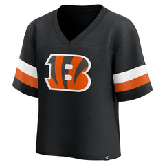 Fanatics Cincinnati Bengals Women's Established Jersey Cropped V-Neck T-Shirt Black