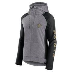 Fanatics New Orleans Saints Women's Blind Side Lightweight Full-Zip Hoodie Heather Gray/College Black
