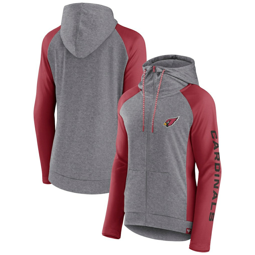 Fanatics Arizona Cardinals Women's Blind Side Lightweight Full-Zip Hoodie Heather Gray/College Cardinal