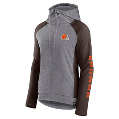 Fanatics Cleveland Browns Women's Blind Side Lightweight Full-Zip Hoodie Heather Gray/College Brown