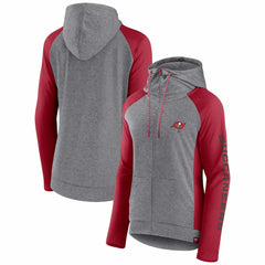 Fanatics Tampa Bay Buccaneers Women's Blind Side Lightweight Full-Zip Hoodie Heather Gray/College Red