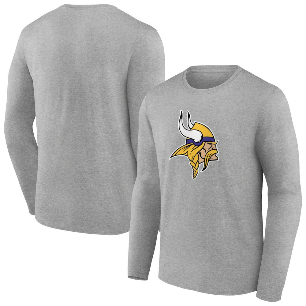 Minnesota Vikings Primary Team Logo Long Sleeve T-Shirt Heather Gray