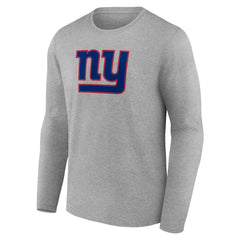 New York Giants Primary Team Logo Long Sleeve T-Shirt Heather Gray