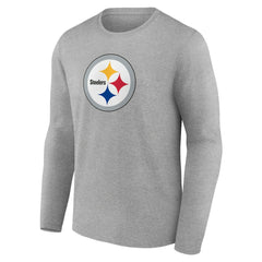 Pittsburgh Steelers Primary Team Logo Long Sleeve T-Shirt Heather Gray