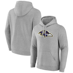 Baltimore Ravens Primary Team Logo Fitted Pullover Hoodie Heather Gray