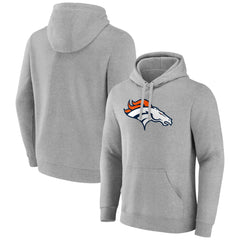 Denver Broncos Primary Team Logo Fitted Pullover Hoodie Heather Gray
